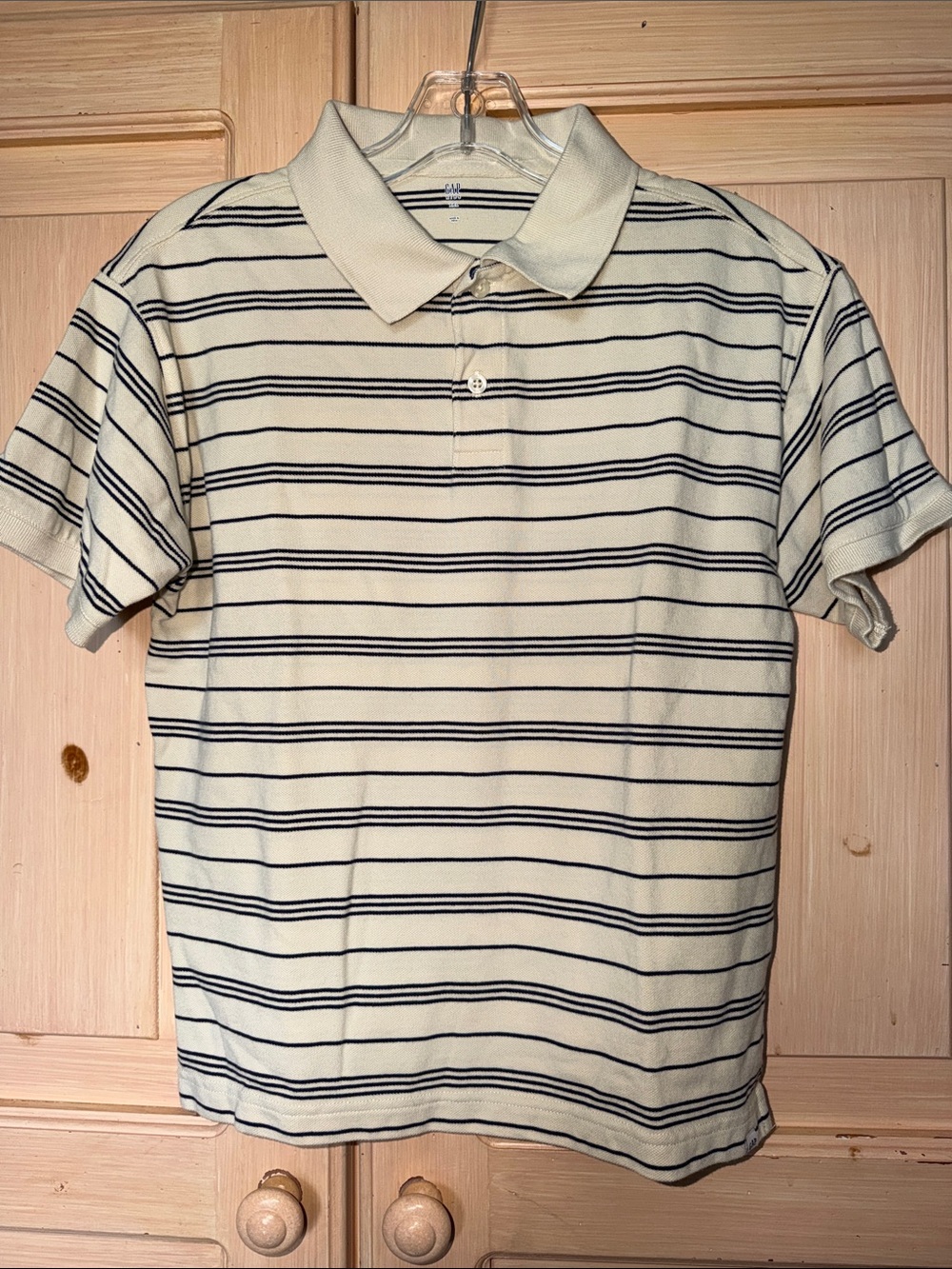 GAP Cream Polo with Navy Stripes